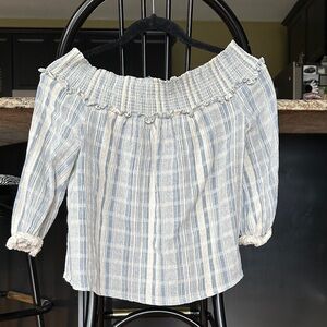 Lucky Brand Off-Shoulder Striped Blouse